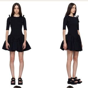Shushu/tong black elastic braces mini dress